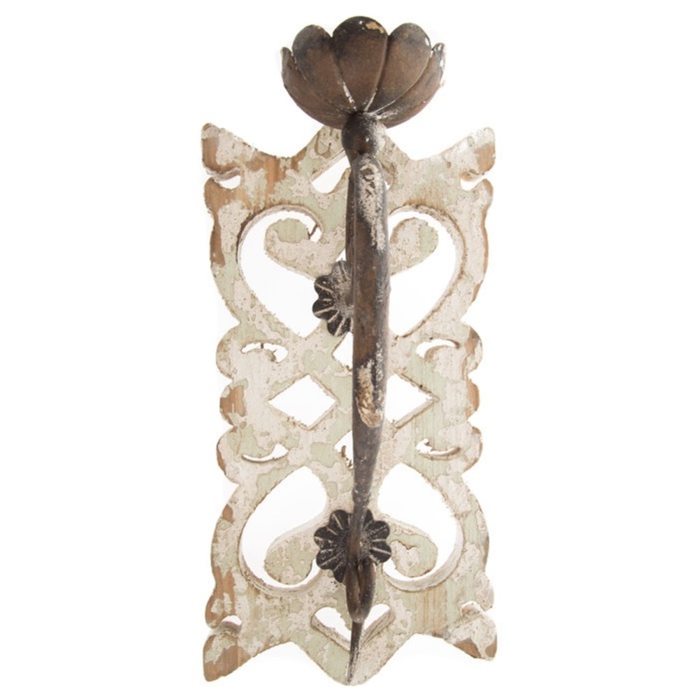 Vintage Industrial Like Salvage Wooden And Wrought Iron Wall Decor
